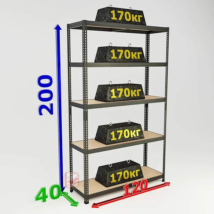 Cтеллаж лофт с 5 полками SBL 200х120х40 металлический фото СтеллажМастер
